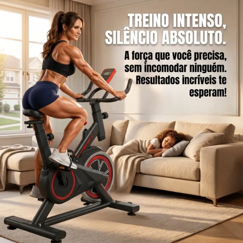 Bicicleta Ergométrica Spinning Cardio E Musculação Preto E Vermelho