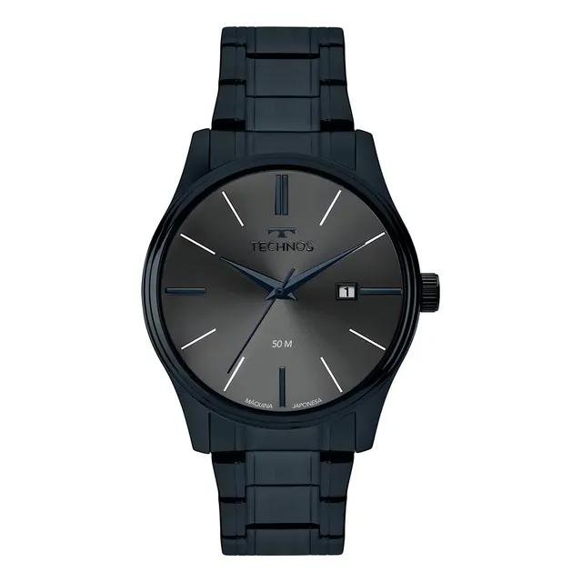 Relógio Technos Masculino Steel Azul - 2115ubt/1f Bisel Cinza