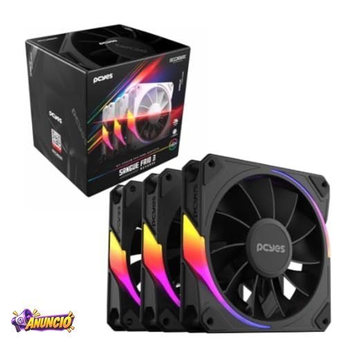 Kit Cooler Fan Pcyes Sangue Frio 3 ARGB Black Vulcan 120MM