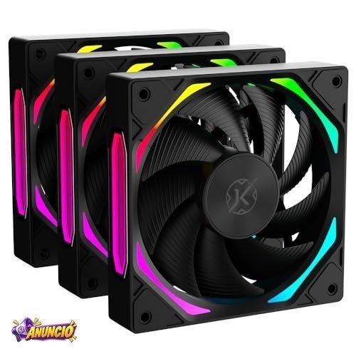 Kit com 3 Fans Kalkan Halo ARGB Preto 120 mm 2200 RPM PWM 48.5CFM 2.31mmH2O KLK00019