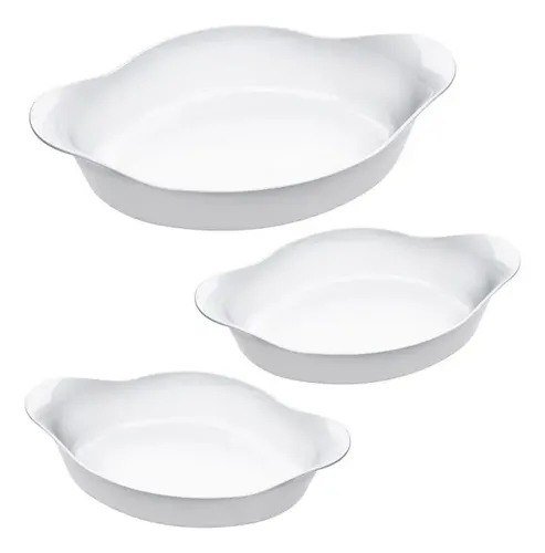 Marinex Conjunto de Assadeiras Oval Opaline 3 Peças Branco