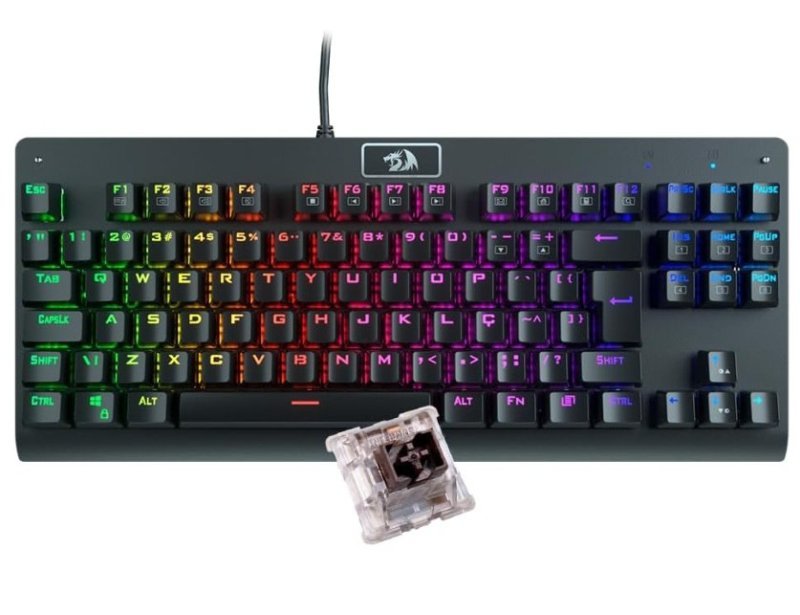 Teclado Mecânico Gamer Redragon Dark Avenger K568-2 Rgb Switch Brown Com Fio