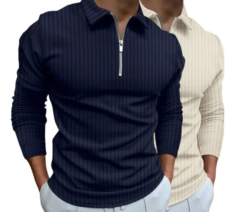 Kit 2 Camisas Polo Manga Longa Zíper