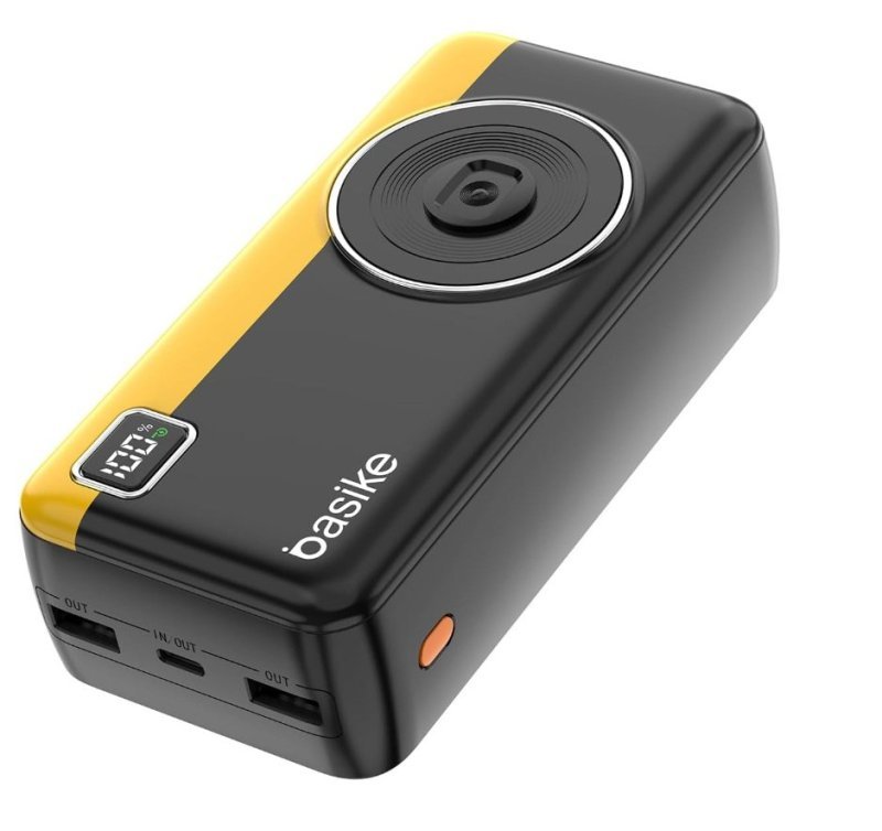 Power Bank 30000mAh, Basike Carregador Portátil com Cabo (Preto)