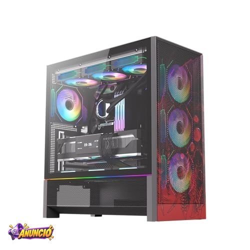 Gabinete Gamer Redragon Strafe Flow RGB Infernal Dragon Preto e Vermelho ATX Mid Tower Sem Fans