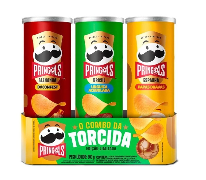 Salgadinho Batata Frita Pringles Tripack Especial Festa do Futebol