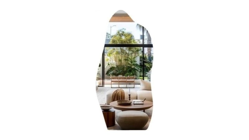Espelho Orgânico Grande Com Borda em Couro 100x50 Corpo Inteiro Decorativo