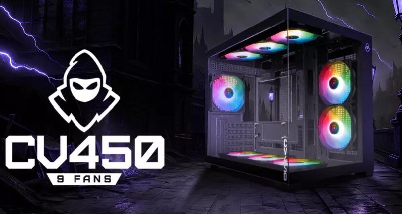 Gabinete Gamer Mancer CV450, Mini-Tower, Lateral de Vidro, Com 9 Fans, Preto, MCR-CV4509F-BK