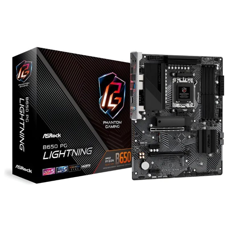 PLACA MAE ASROCK B650M PG LIGHTNING - RYZEN AM5 - DDR5 - MATX - M.2 - HDMI/DISPLAYPORT