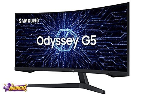 Monitor Gamer Curvo Samsung Odyssey 34’’, Ultra WQHD, 165Hz, 1ms, tela ultrawide, HDMI, Display Port, Freesync Premium, preto, série G5
