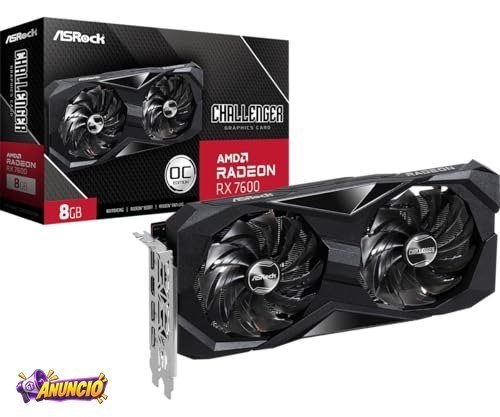 Placa de Vídeo ASRock Radeon RX 7600 Challenger OC, 8GB, GDDR6, 128-Bit, FSR, Ray Tracing, Preto