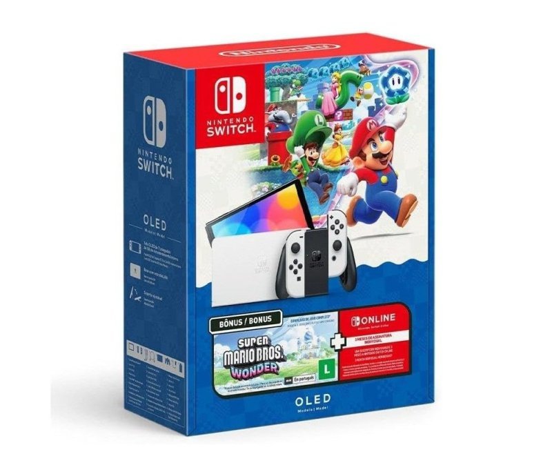 Console Nintendo Switch OLED + Super Mario Bros. Wonder + 3MO NOS