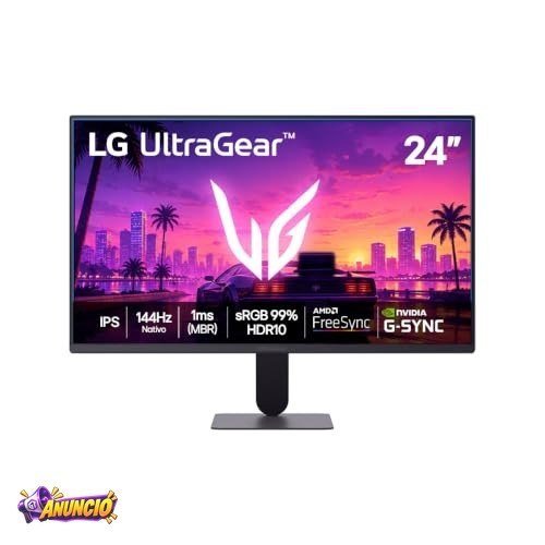 LG UltraGear Monitor Gamer 24" IPS 144Hz nativo, 1ms (MBR), Full HD (1920x1080), HDR10, NVIDIA G-SYNC, AMD FreeSync sRGB, Preto - 24G411B