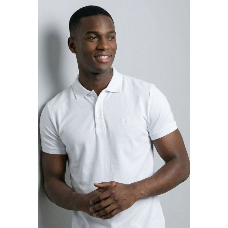 Polo Piquet Lisa Com Botão Polo Wear Branco