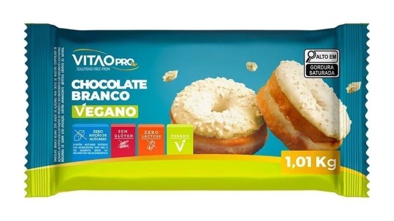 Chocolate Branco Vegano Zero Açúcar VitaoPRO 1,01 Kg