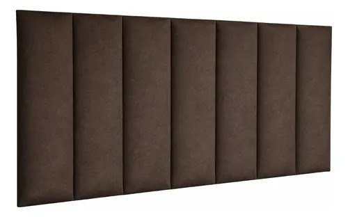 Cabeceira Modular Estofada Cama Placas 45x20 Retangulares Marrom Casal Padrão - 7 Placas