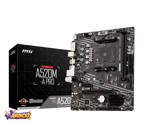 Placa Mãe MSI A520M-A PRO (AM4/2xDDR4/HDMI/DVI-D/M.2/USB 3.2)