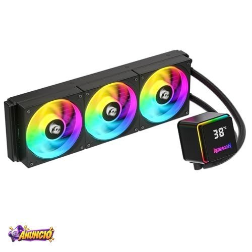 Water Cooler Redragon CCW-3017 Preto 360mm ARGB 2550 RPM com Display de Monitoramento Magnético USB Tipo-C Intel LGA 1851 AMD AM5