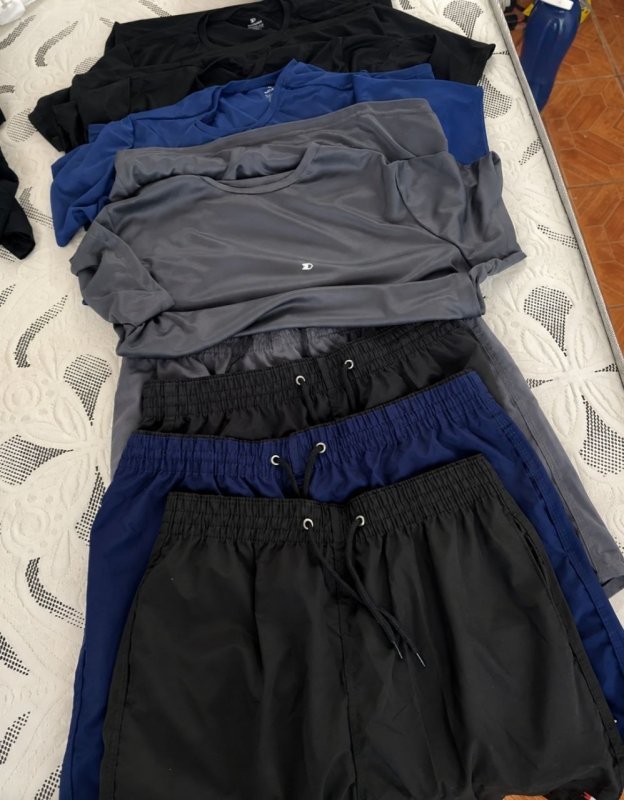Kit 8 Peças Dry Fit 4 Camisetas + 4 Shorts Academia Sandrini
