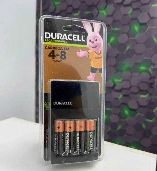 Carregador de Pilhas Duracell + 04 Pilhas AA + Frete Grátis