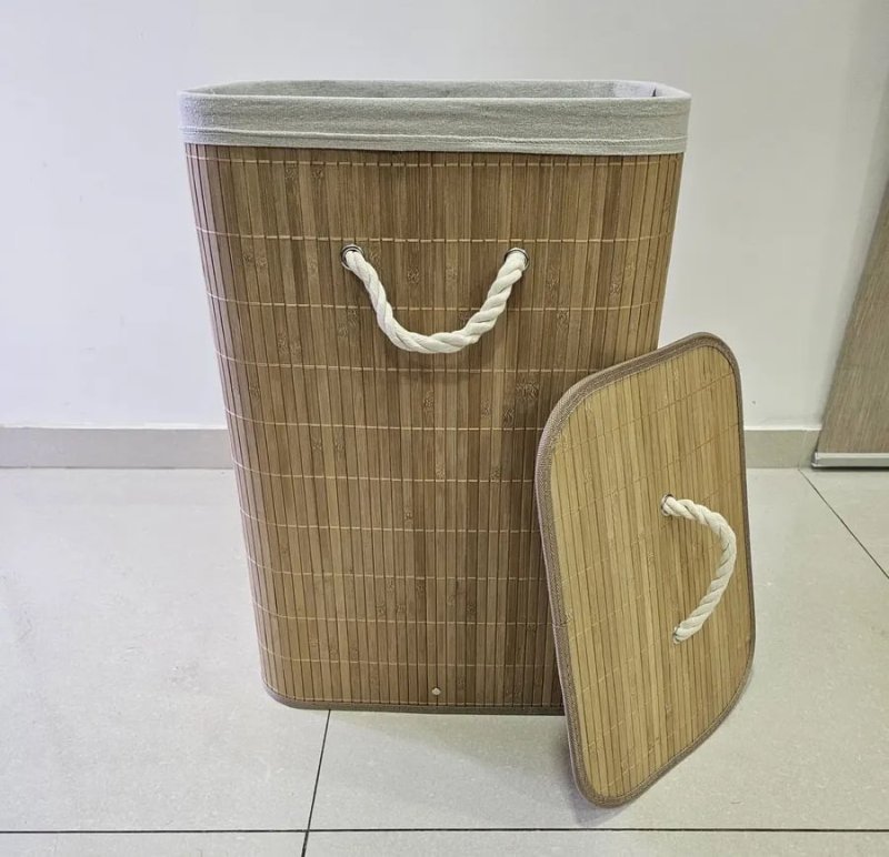 Cesto de Roupa Bambu Retangular de 72L
