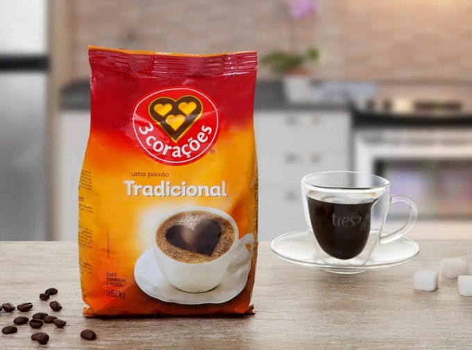 Café 3 Corações Torrado e Moído Tradicional 250g + Frete Grátis