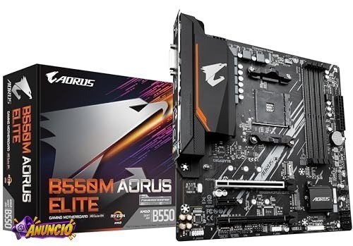 Placa Mãe Gigabyte B550M AORUS ELITE (AM4/DDR4/HDMI/M.2(PCIe,NVMe,SATA3)/VRM Solution/USB3.2)