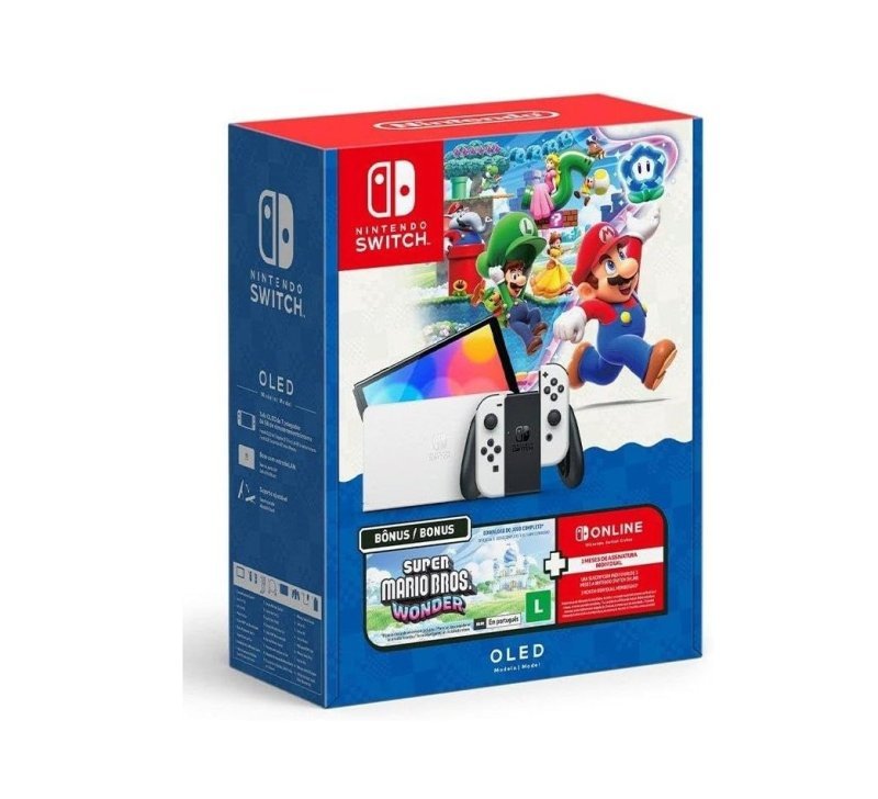 Bundle Nintendo Switch OLED + Super Mario Bros Wonder + 3 Meses NSO