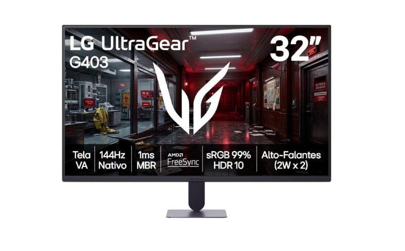 Monitor LG UltraGear - Tela VA FHD 32”, 144Hz, Preto - 32G403B
