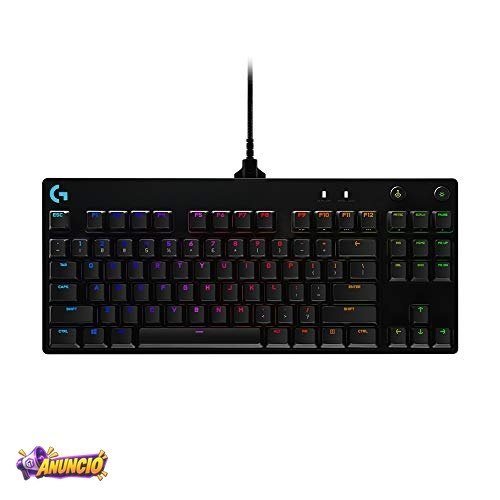 Teclado Mecânico Gamer Logitech G PRO com Layout US, RGB LIGHTSYNC, Design TKL, Cabo Destacável e Switch Exclusivo GX Blue Clicky