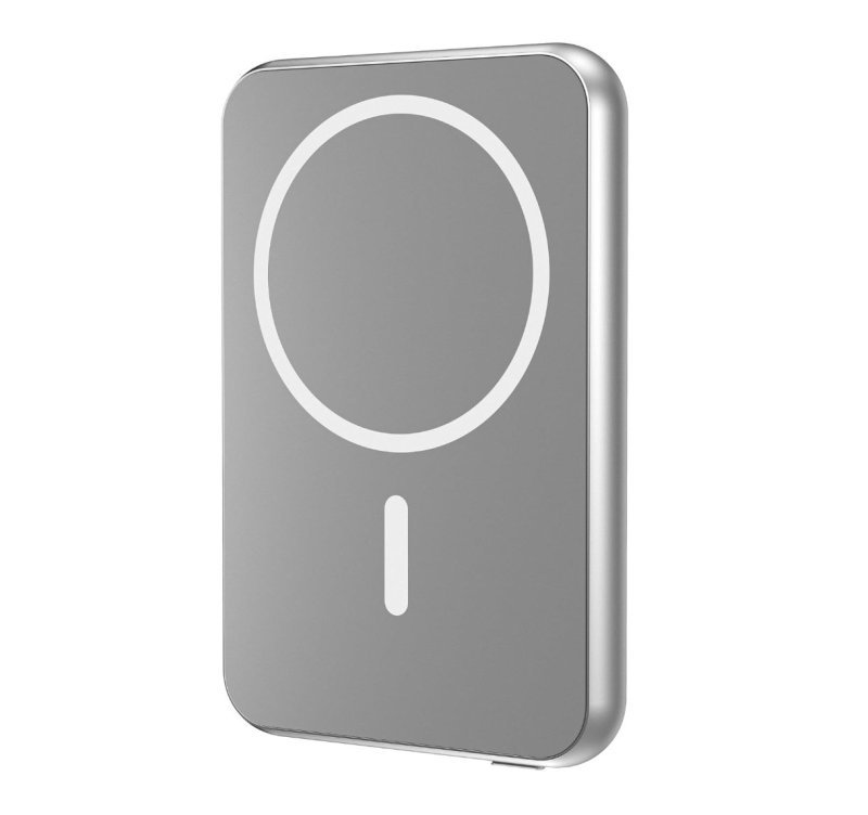 Geonav Power Bank, Carregador Portátil Universal por Indução 5.000mAh, Compatível com MagSafe, PB5KALMAGSV, Prateado