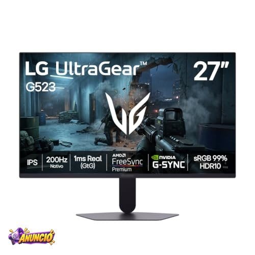 LG UltraGear Monitor Gamer 27" IPS 200Hz, 1ms, Full HD, HDR10