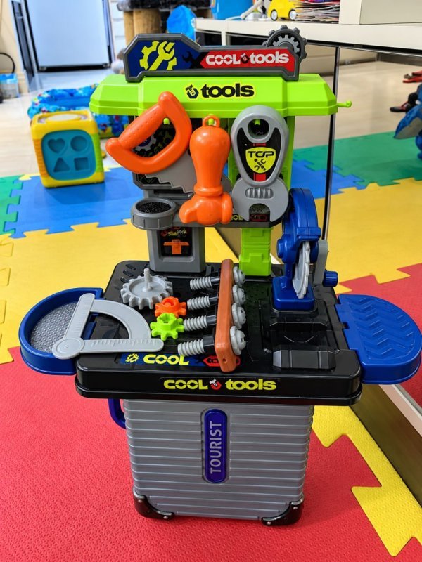 Bancada de Ferramentas Infantil 3 em 1 Maleta 31 Peças Maxi Toys