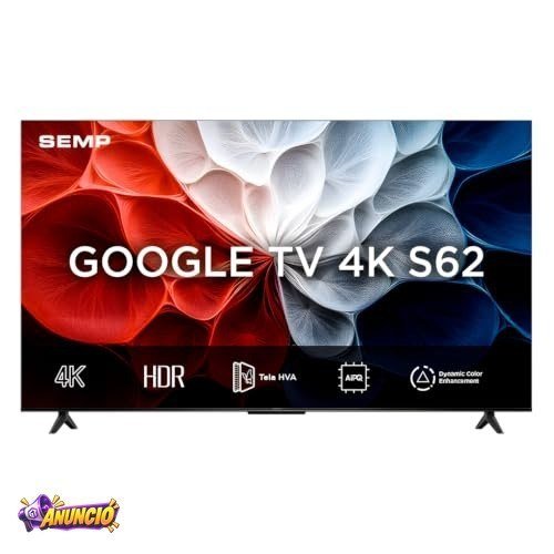 Smart TV Semp 43 Polegadas LED HVA 4K S62 WiFi Bluetooth Google TV 3 HDMI HDR10+ Dolby Audio 43S62