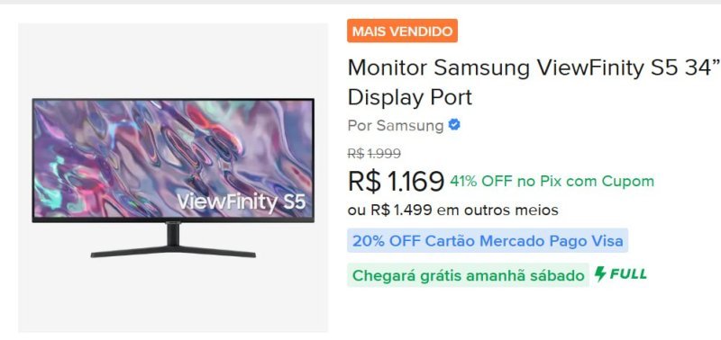 Monitor Samsung ViewFinity S5 34” UWQHD VA 100Hz