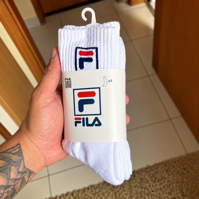Kit com 3 Pares de Meias Fila Cano Alto com Frete Grátis