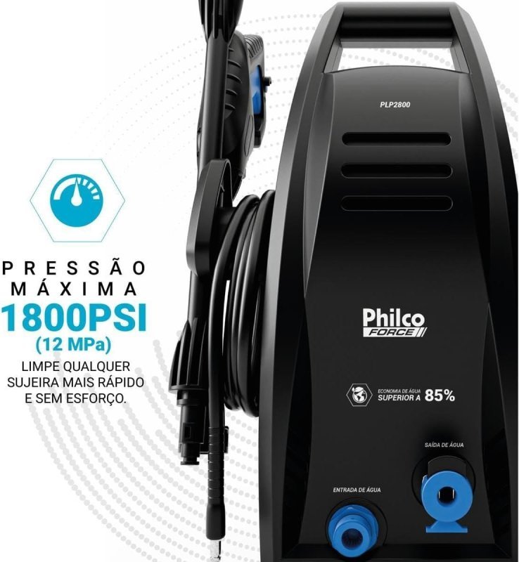 Philco Lavadora de Alta Pressão 1800psi Force Plp2800 1600W Preto com detalhes em Azul