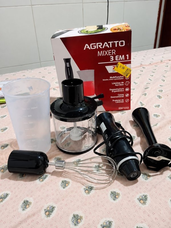 Mixer 3 em 1 Agratto AMIX02-02 Preto 700ml 220V 200W