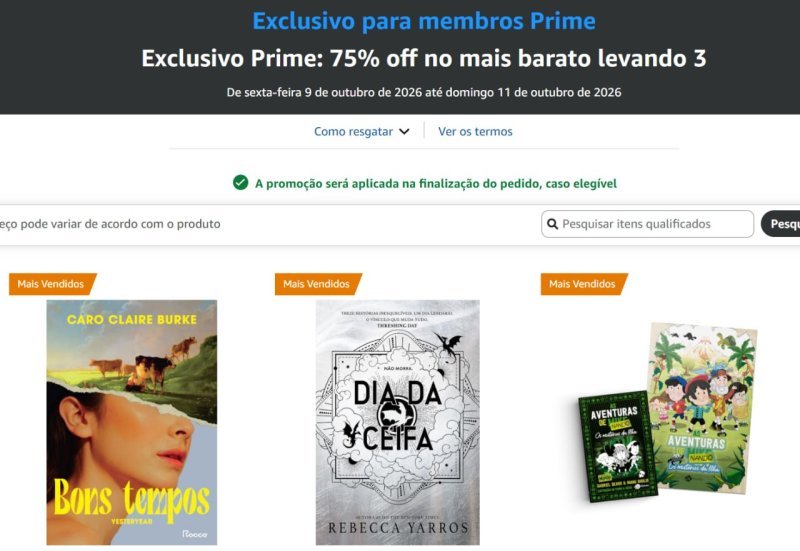 Livros 75% off no mais barato levando 3