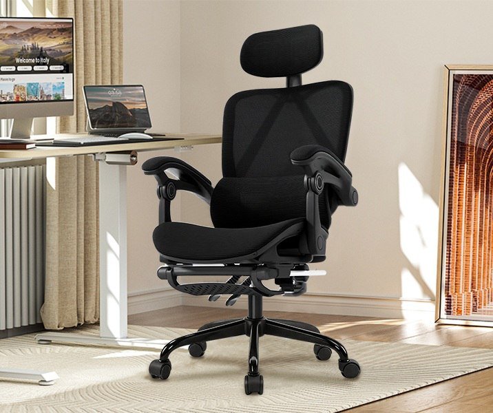 Cadeira de Escritório Ergonômica NR-17 testada, Reclinável com apoio para os pés
