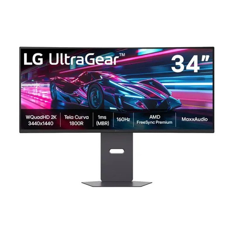 Monitor Gamer Lg UltraGear Curvo 34" - QuadHD 2K, UltraWide 1800R, 160Hz, 1ms (Mbr), Amd FreeSync Premium, Hdr10, MaxxAudio