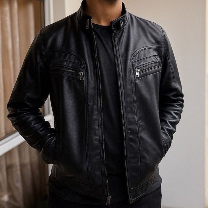 Casaco Couro Masculina Forrada Slim (P ao EGG)