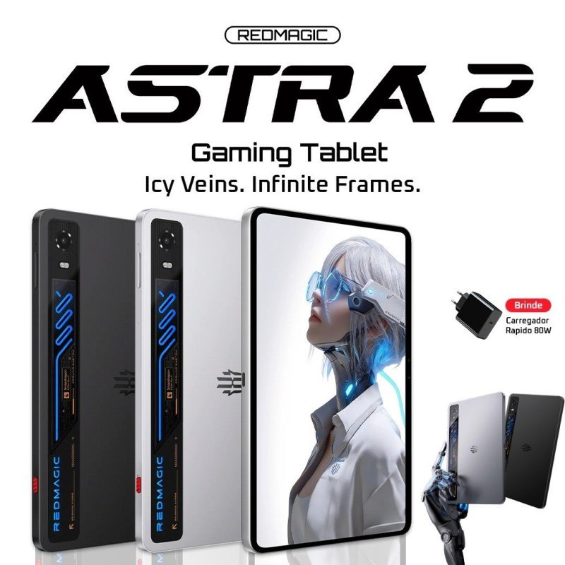 REDMAGIC Astra 2 Gaming Tablet Mini 9.06'' OLED 8300mAh 8 Elite Gen 5, Refrigeração líquida, 12+256GB