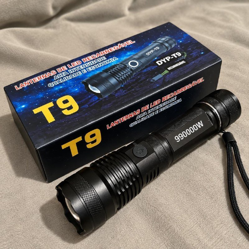 Lanterna Tática T9 Led Recarregável Mais Potente Do Mundo