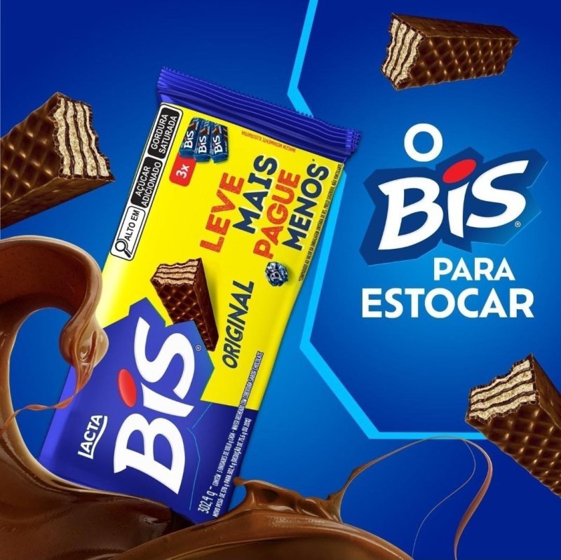Bis Original Ao Leite - Kit com 3 unidades de 100,8g