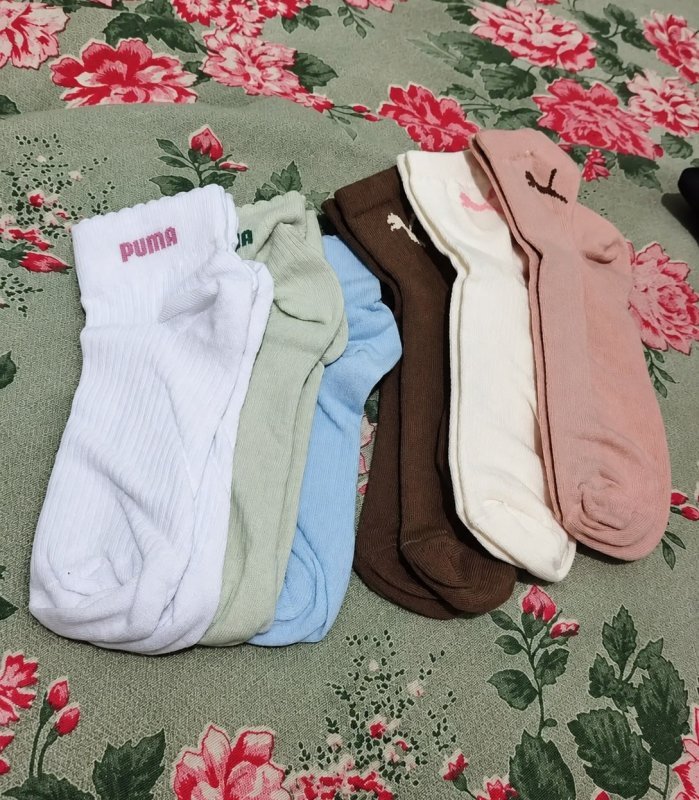 Kit 6 Pares Meia Puma Colors & Heart Cano Médio Feminino