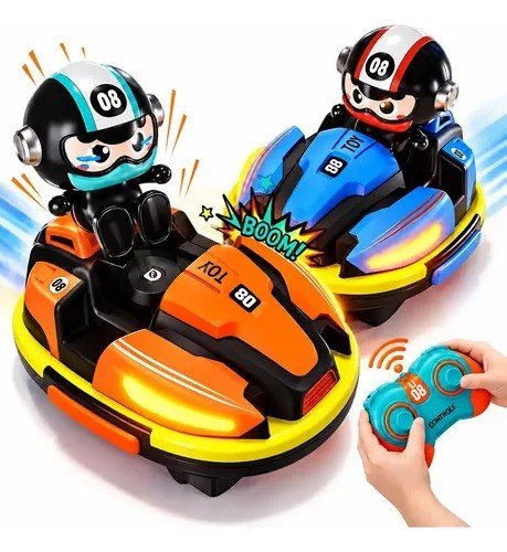 Carrinho Bate Bate Controle Remoto Boneco Bumper Toy Luz Som Azul/laranja 08