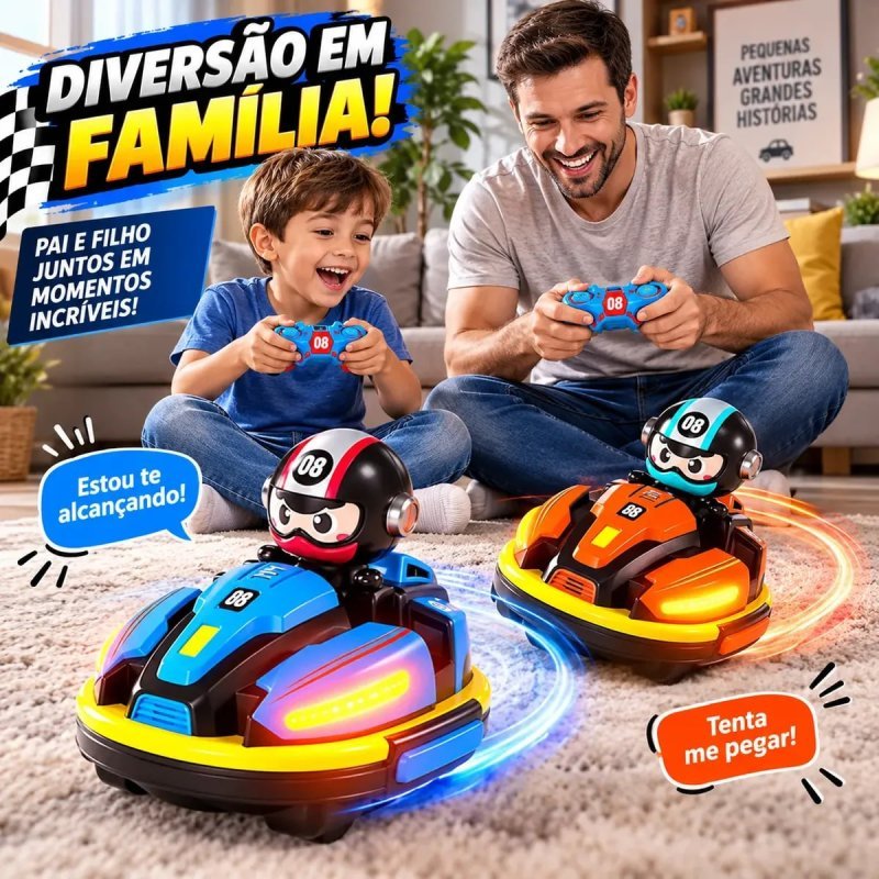 Carrinho Bate Bate Controle Remoto Boneco Bumper Toy Luz Som