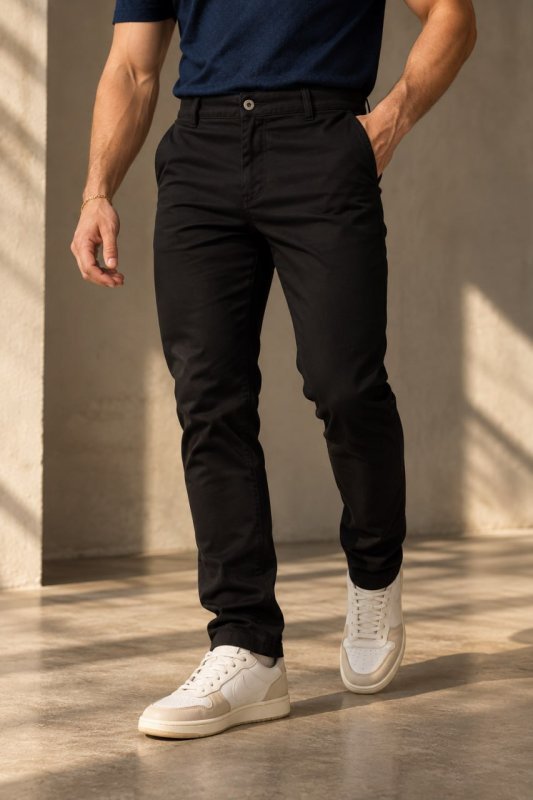 Calças Masculina Sarja Premium Bolso Embutido Sport Fino