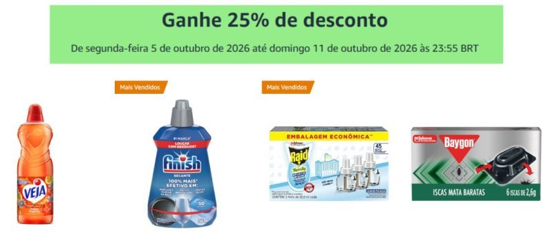 Ganhe 25% OFF em Produtos de Limpeza na Amazon